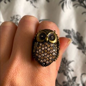 Fossil bejeweled owl locket ring
